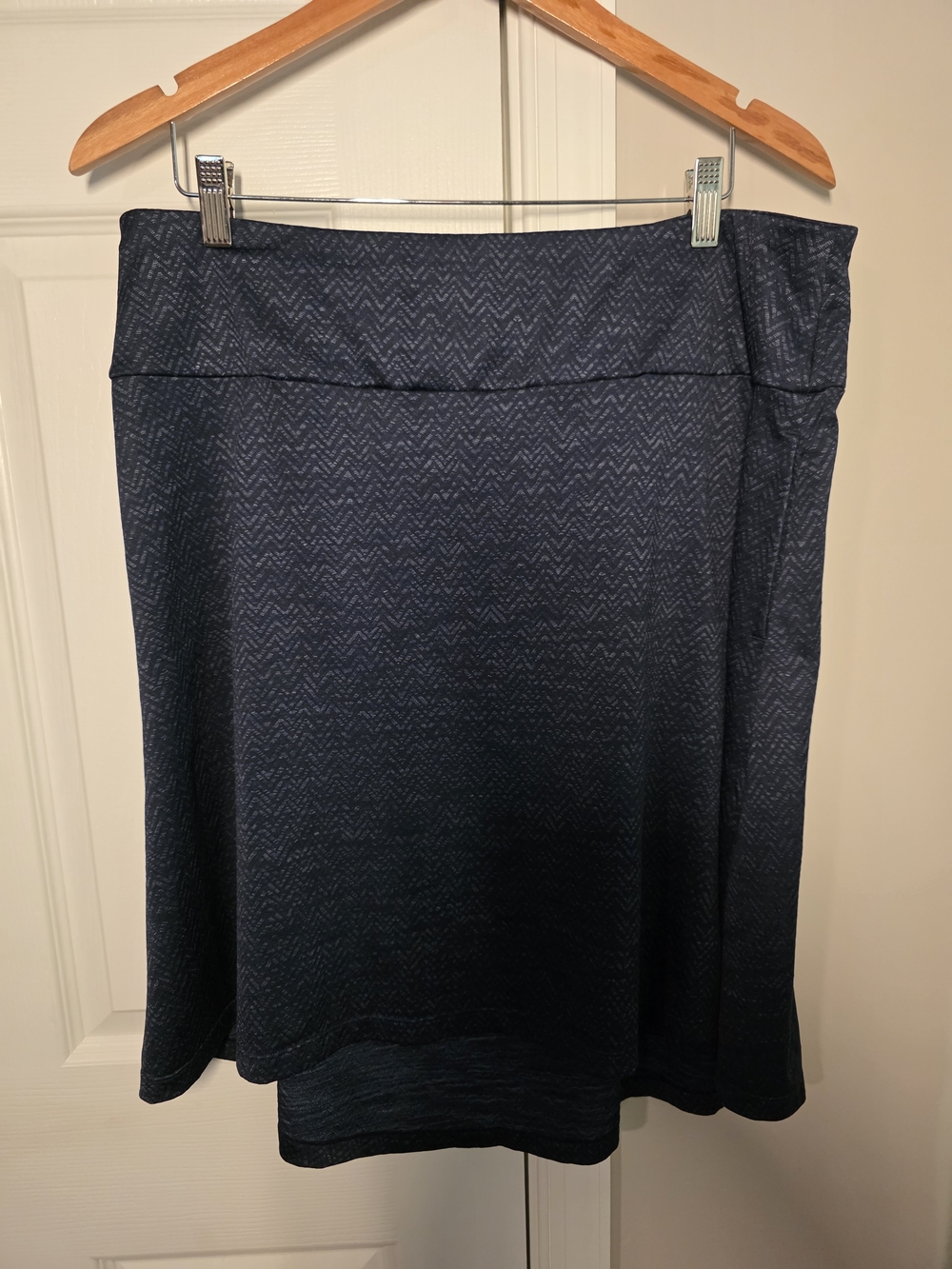 MPG Dark Navy Chevron A-Line Skirt